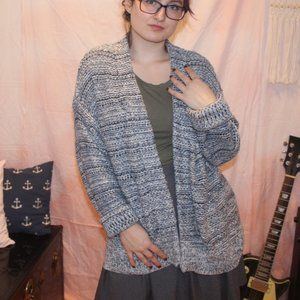 Blue Chunky Knit Cardigan